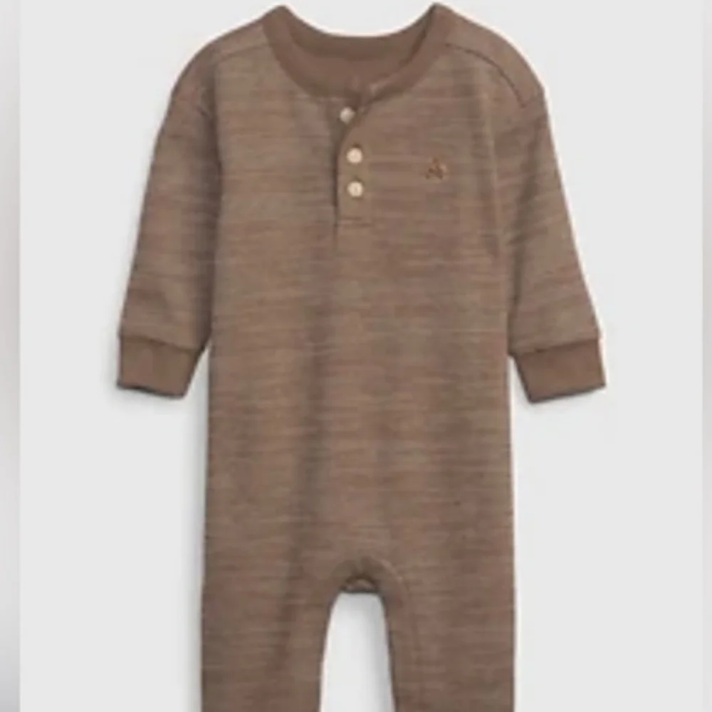 Baby Gap Waffle Footless One Piece- Brown- 6-12 Month